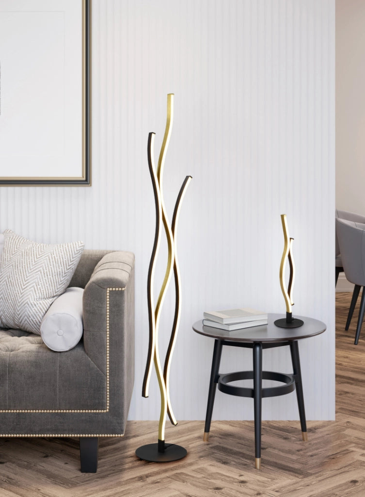 Lampada da terra LED Trio Blaze oro 28W CCT dimmer