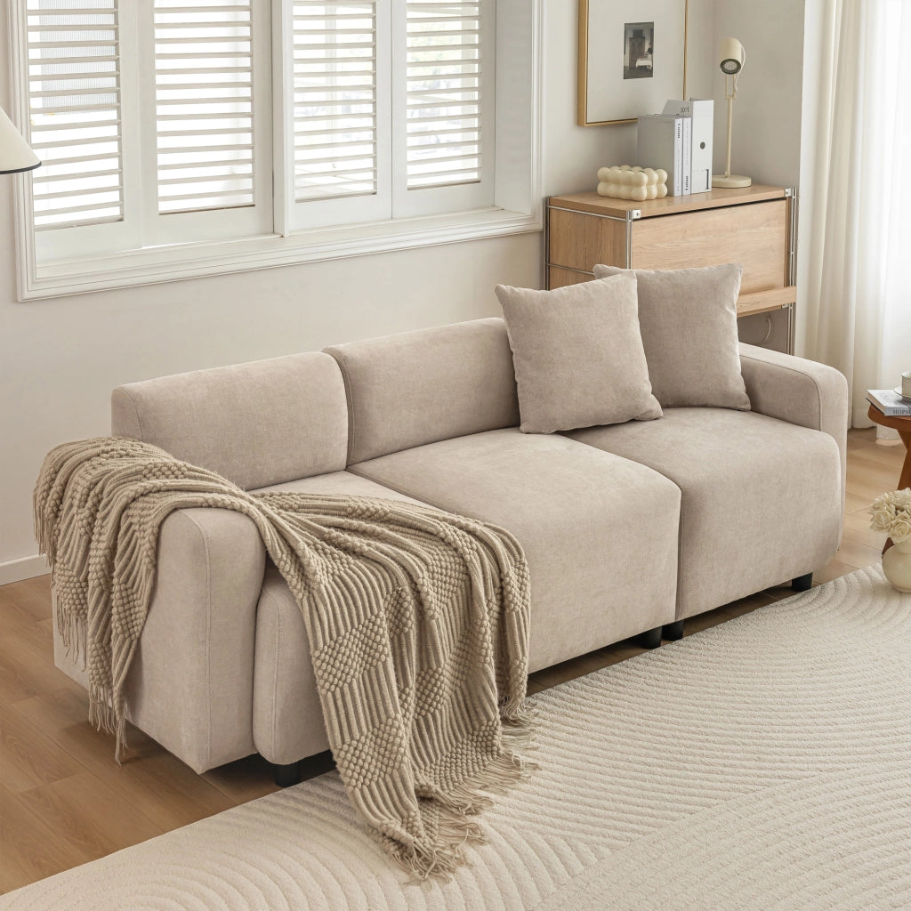 SOFA 3-4 posti 211x67x71 cm Chenille Beige