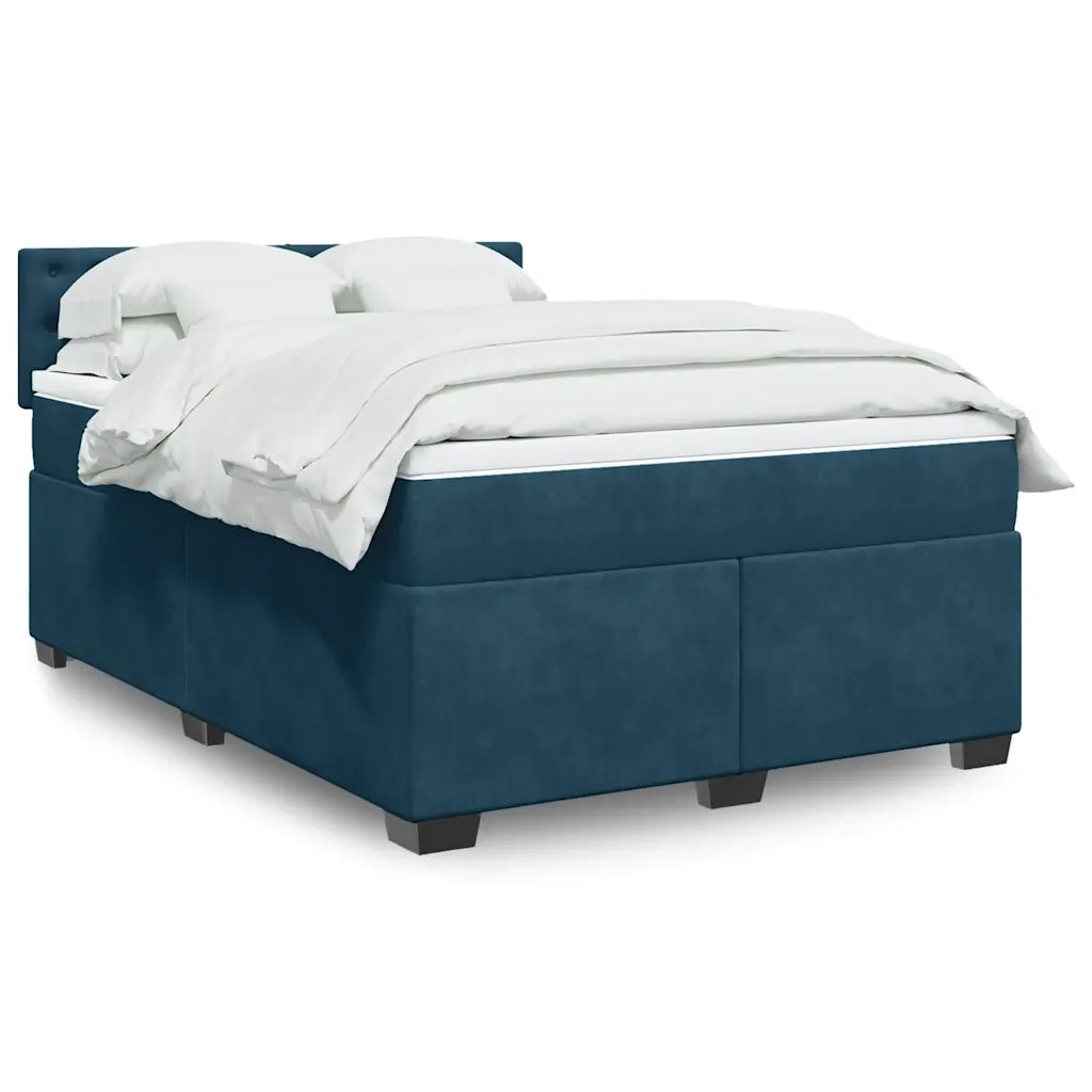 Giroletto a Molle con Materasso Blu 160x200 cm in Velluto