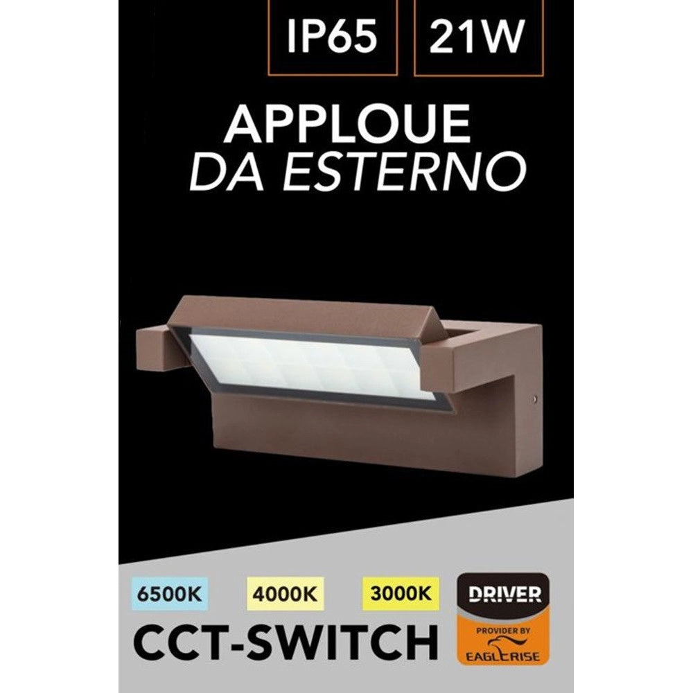 Trade Shop - Applique Parete Inclinabile Esterno 21w Tecnologia Cct 3 Tonalità Di Luce Ip65 472-3c - Marrone