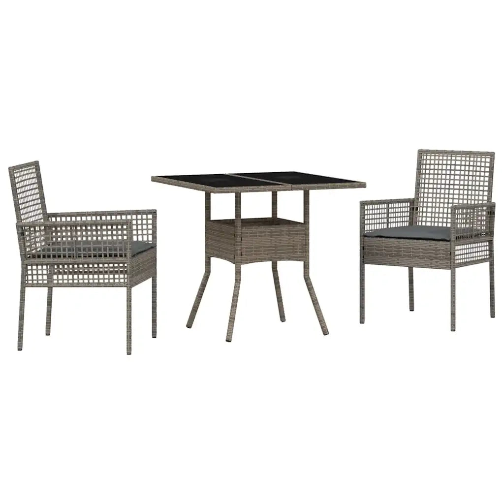 Set da Pranzo per Giardino 3 pcs Grigio polyrattan 3334927