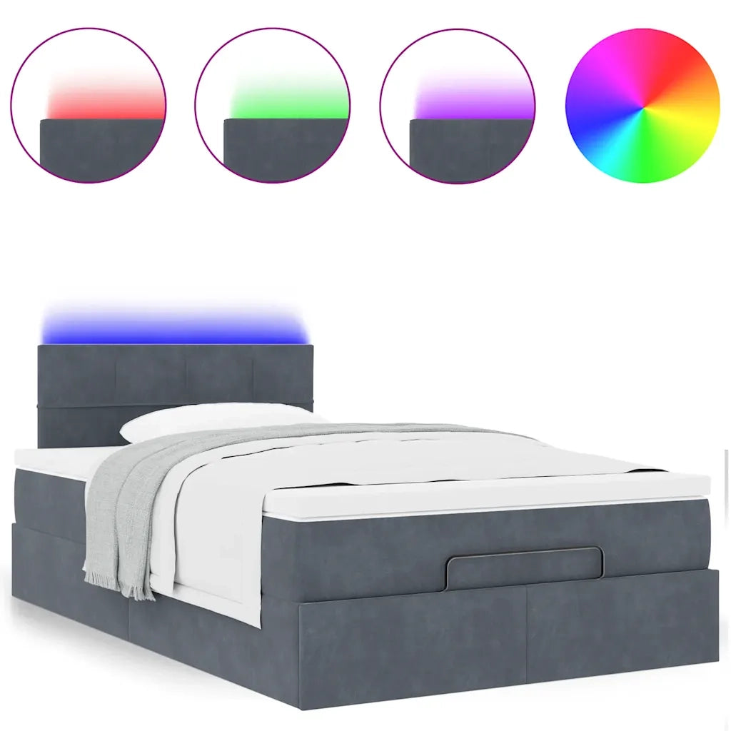 Pouf Letto con Materasso e LED Grigio Scuro 120x190cm Velluto 3312609