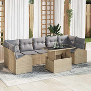 Set Divano da Giardino con cuscino 8 pcs Beige Poly Rattan 3348596