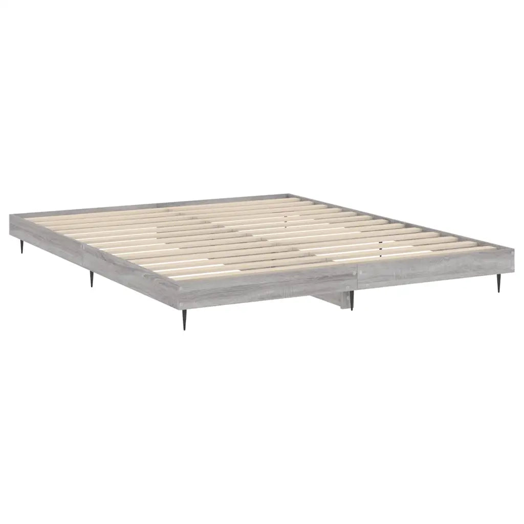 Letto matrimoniale | Letto per adulti | Giroletto Grigio Sonoma 200x200 cm in Legno Multistrato
