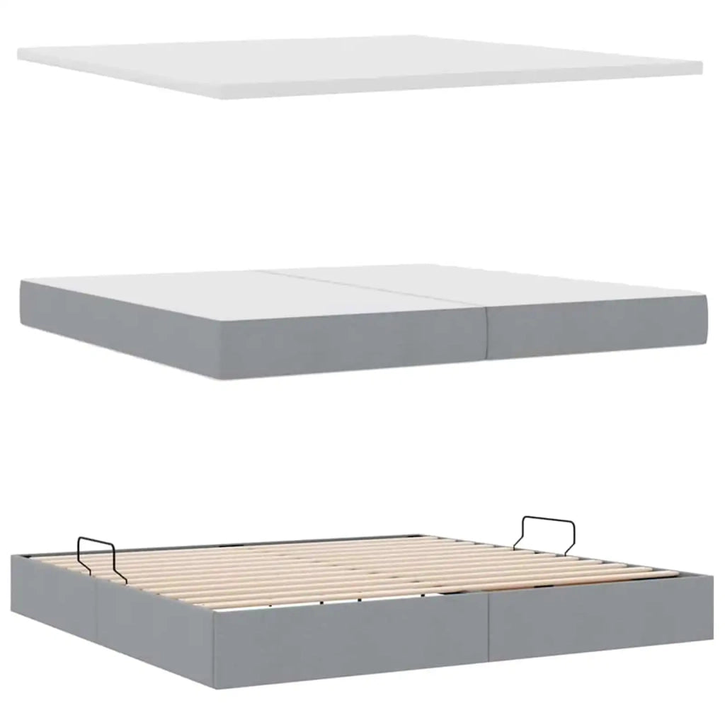 Letto con contenitore e materasso Grigio chiaro 200 x 200 cm