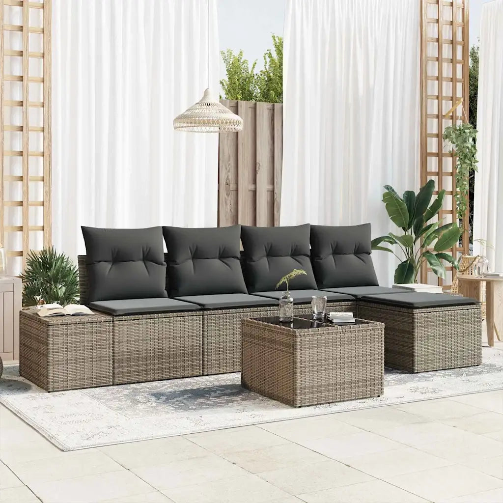 Set Divano da Giardino 5 pcs Grigio chiaro polyrattan 3355698