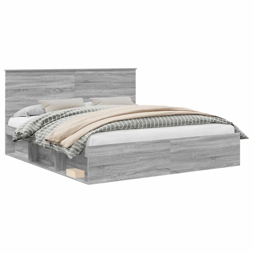 Letto matrimoniale | Letto per adulti | Struttura del letto Grigio Sonoma 180 x 200 cm Pino massello