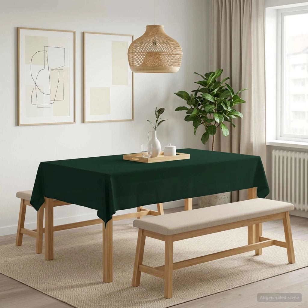 Tovaglia da Tavolo 5 pz Verde Scuro 140 x 220 cm Poliestere 42040235