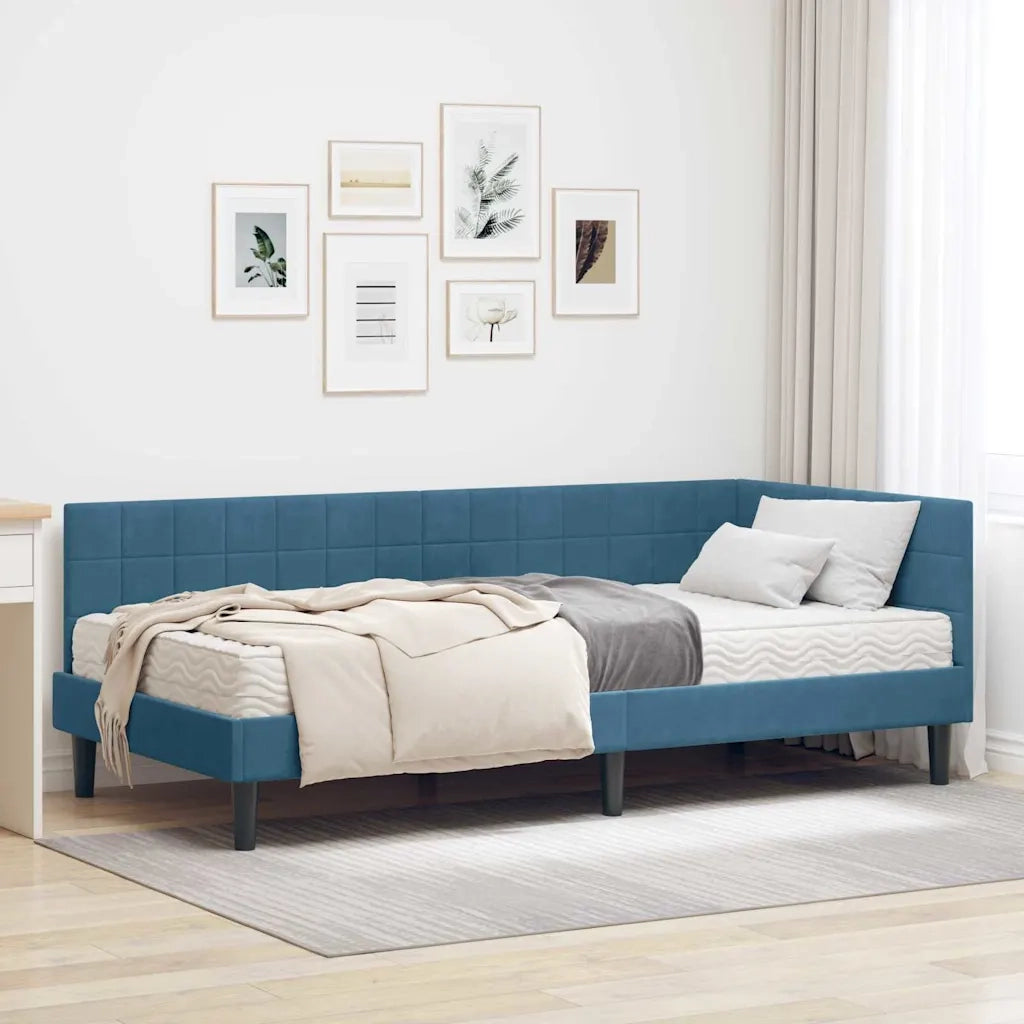 Struttura Letto Angolare con Materasso 2 pcs Blu Velluto 3393977