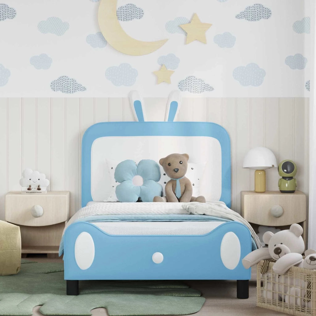 Struttura letto bambini con testata Blu 90 x 190 cm PU