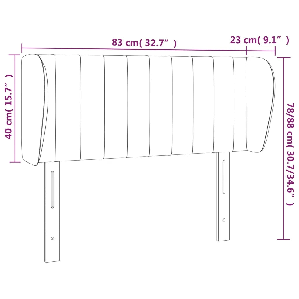 Testiera ad Orecchio-Testata con Orecchie Rosa 83x23x78/88 cm in Velluto 281436