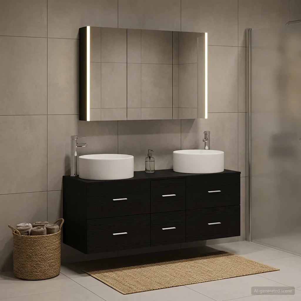 Set di mobili per il bagno 4 pcs Rovere Nero 3407104