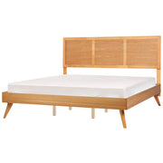 Letto 180 x 200 cm in MDF di frassino marrone con testiera e rete a doghe in stile rustico