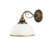 Applique retro bronzo patinato cupola bianca E27 Jupiter