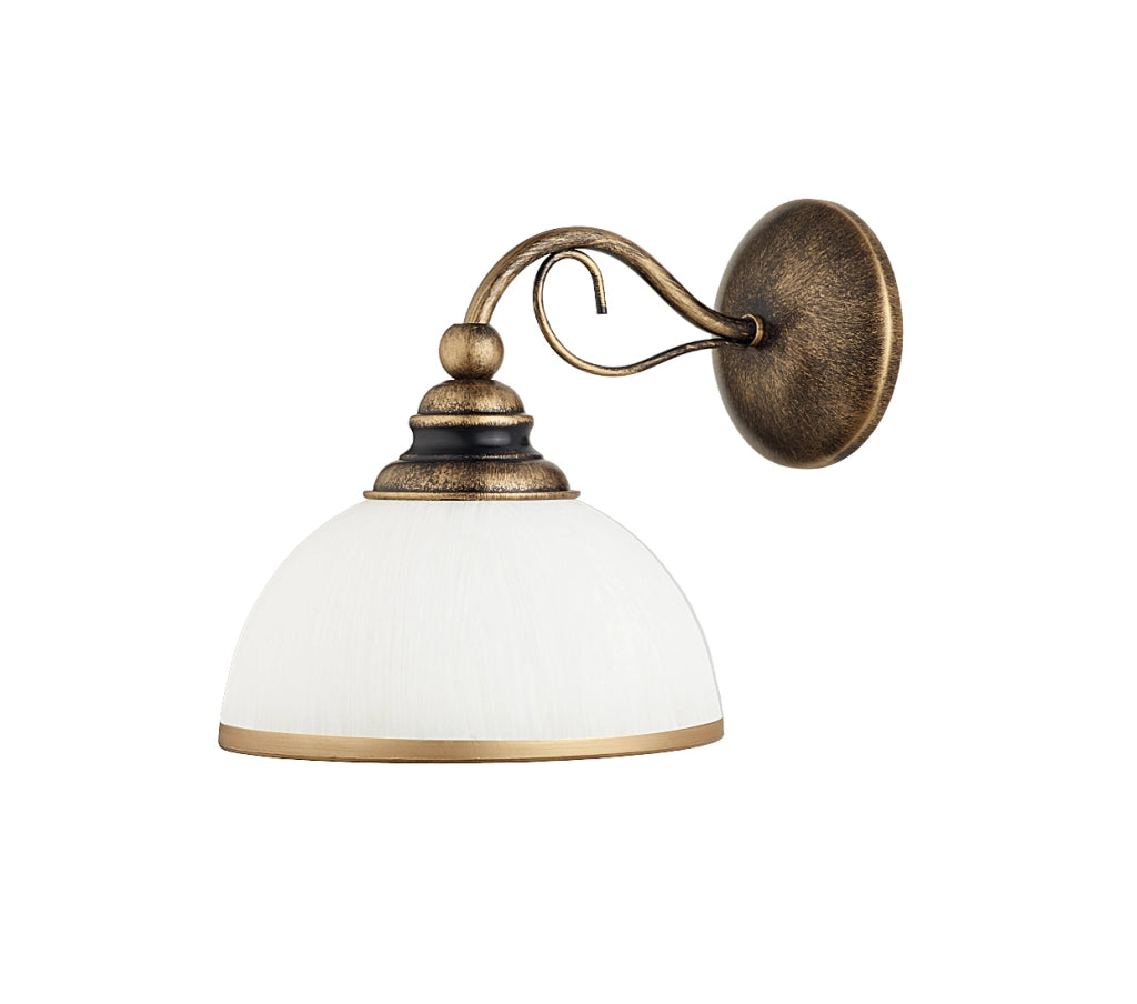Applique retro bronzo patinato cupola bianca E27 Jupiter