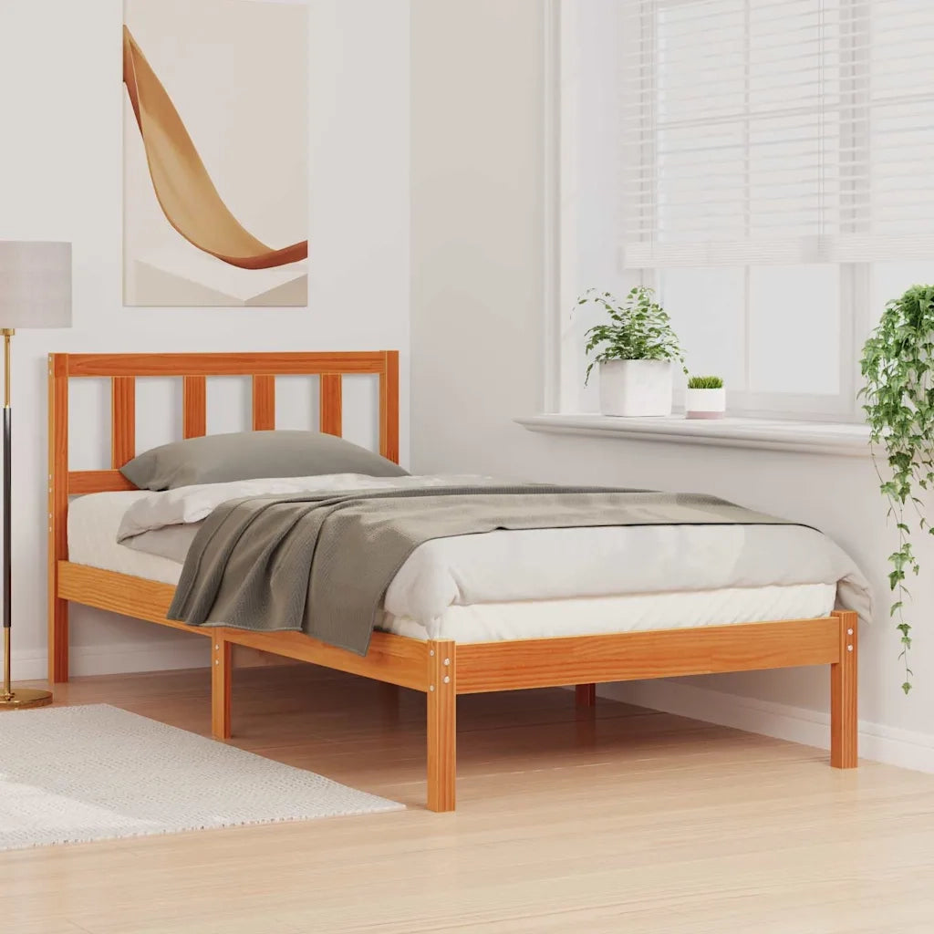 Letto singolo | Letto per adulti | Struttura del letto Marrone cerato 80 x 200 cm Pino massello