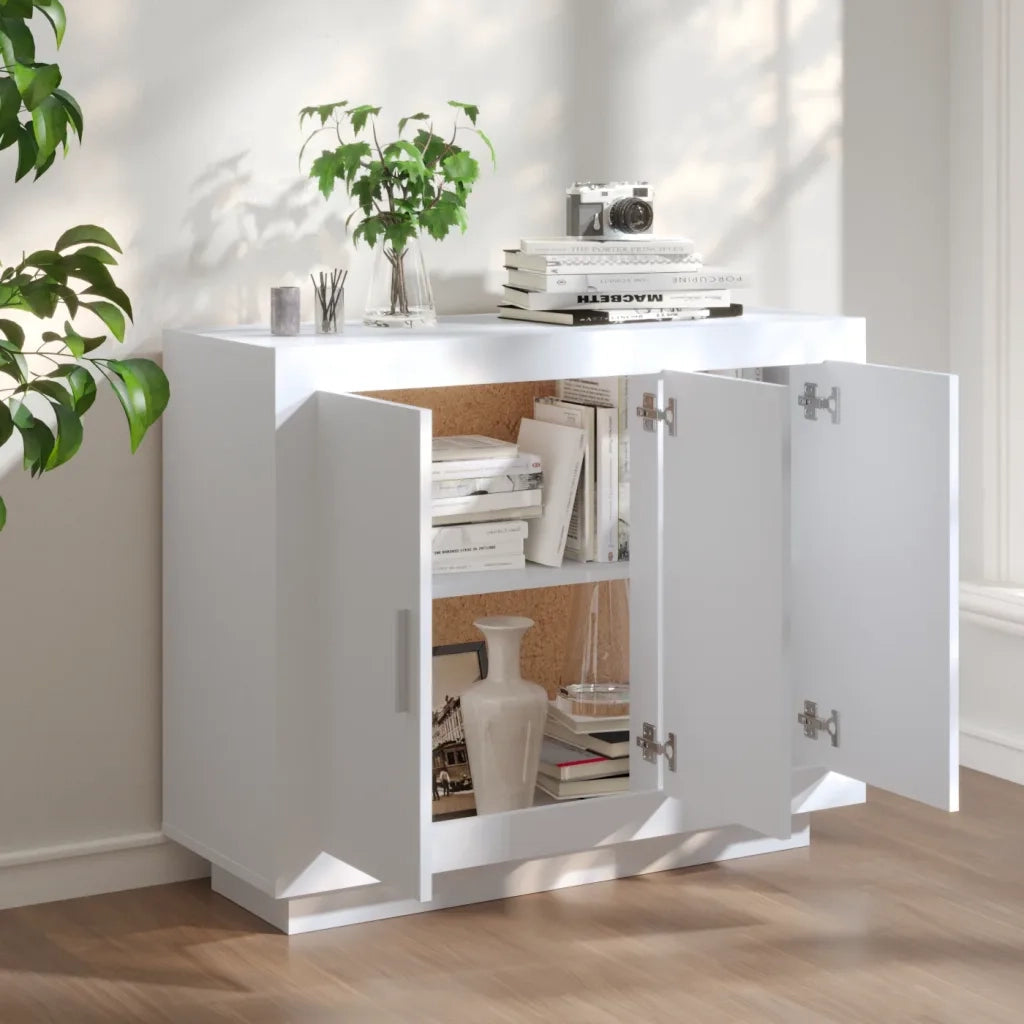 Credenza Bianca 92x35x75 cm in Legno Multistrato 811835