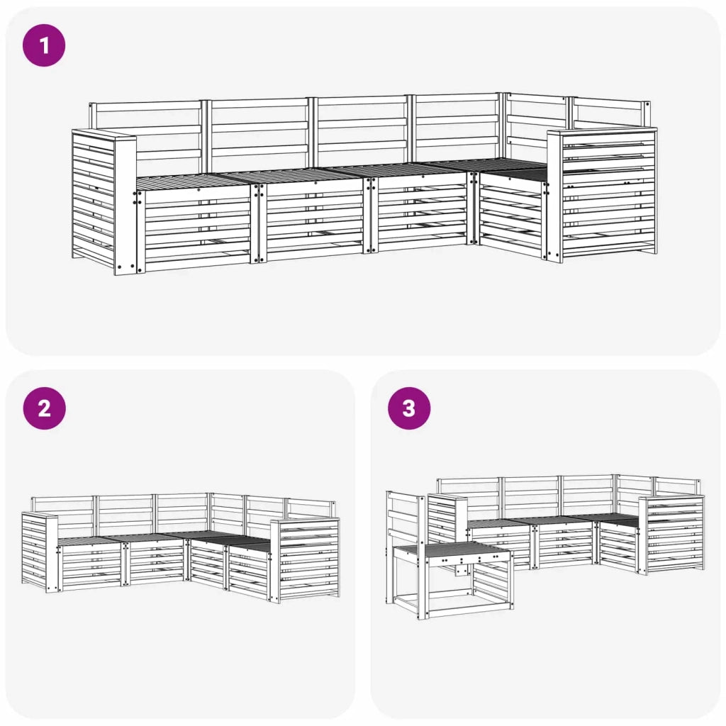 Set di divani da esterno 5 pcs Bianco 251 x 132,5 x 73 cm 3391839