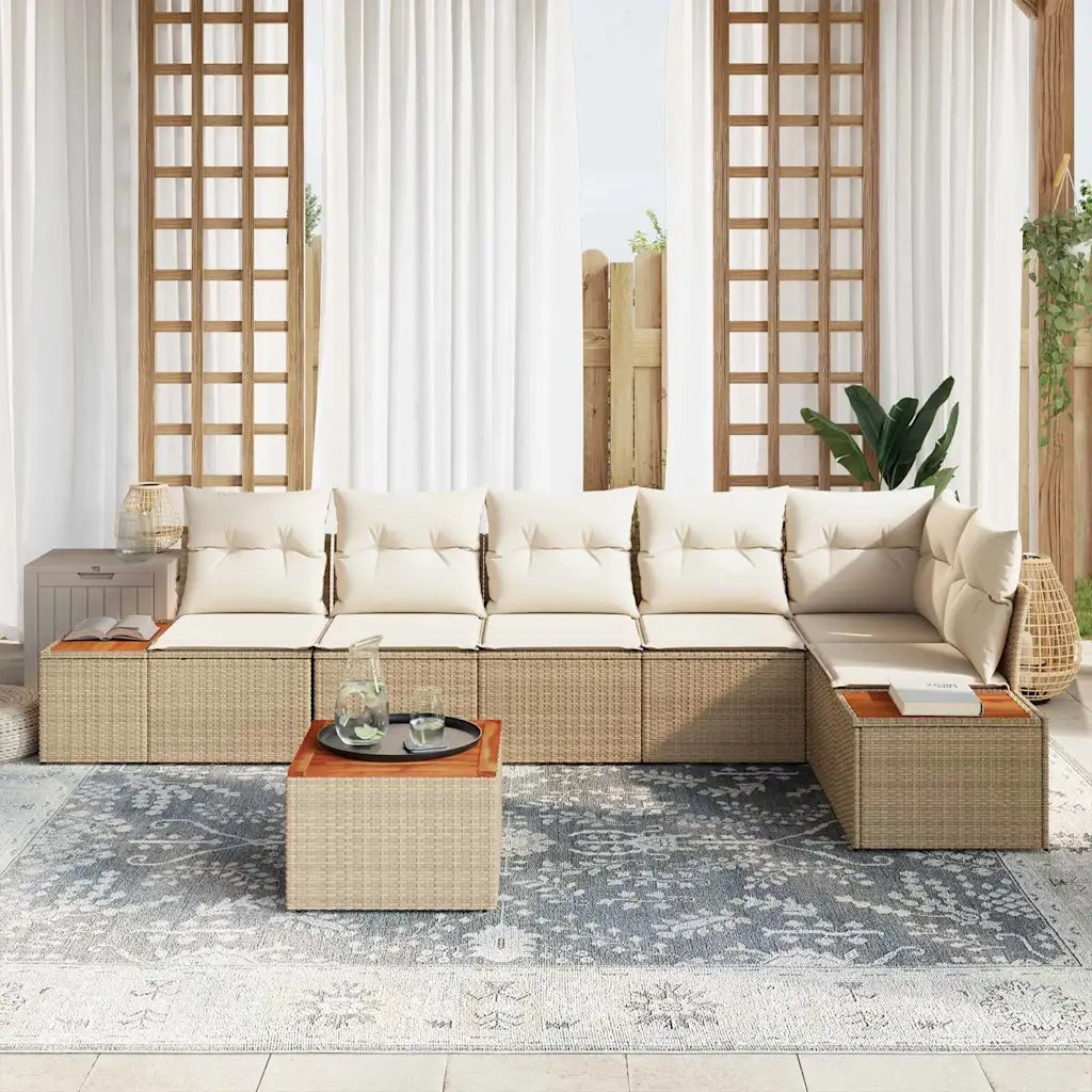 Set Divano da Giardino 6 pcs Beige e Crema Polyrattan 3356771