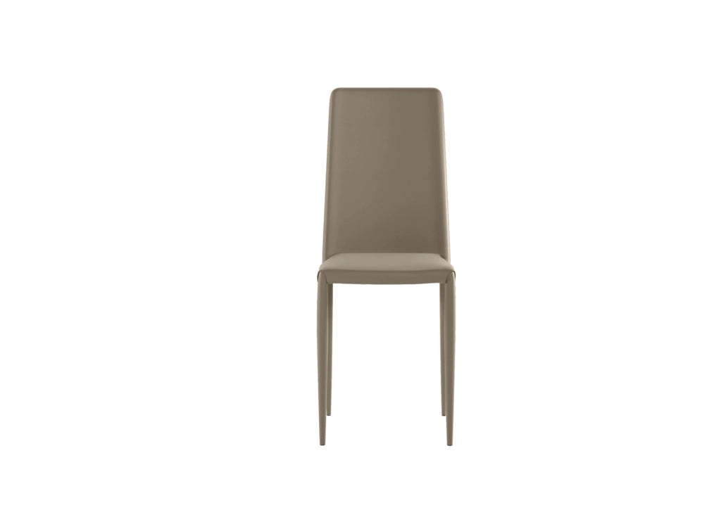 Sedia Cleo Impilabile in Similpelle Imbottita con Struttura in Metallo Tortora - Seduta e Schienale Ergonomici - Design Moderno