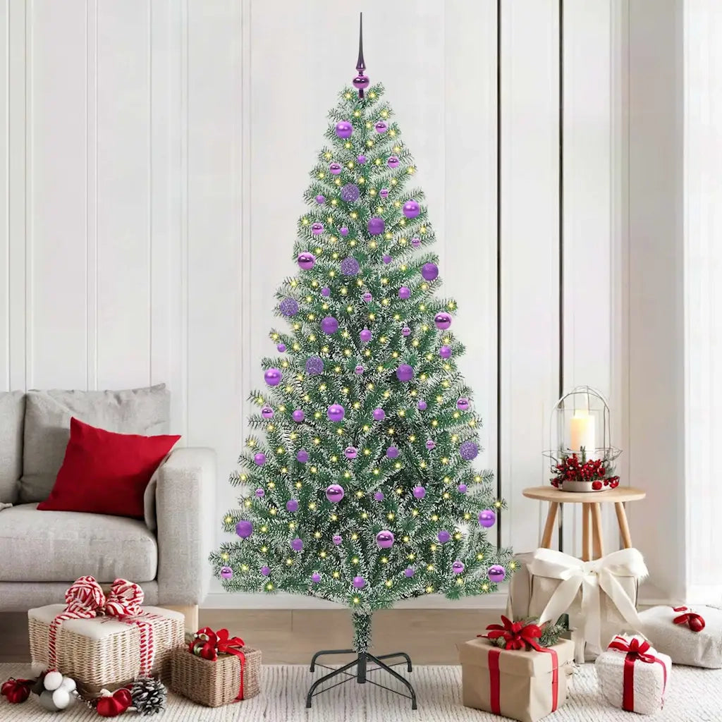 Albero di Natale Artificiale Imbiancato con Luci LED 210 cm 3396830