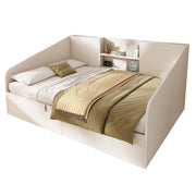 Letto a Divanetto 140 x 190 cm con Contenitore; USB; Type-C e Mensole in Legno - Bianco