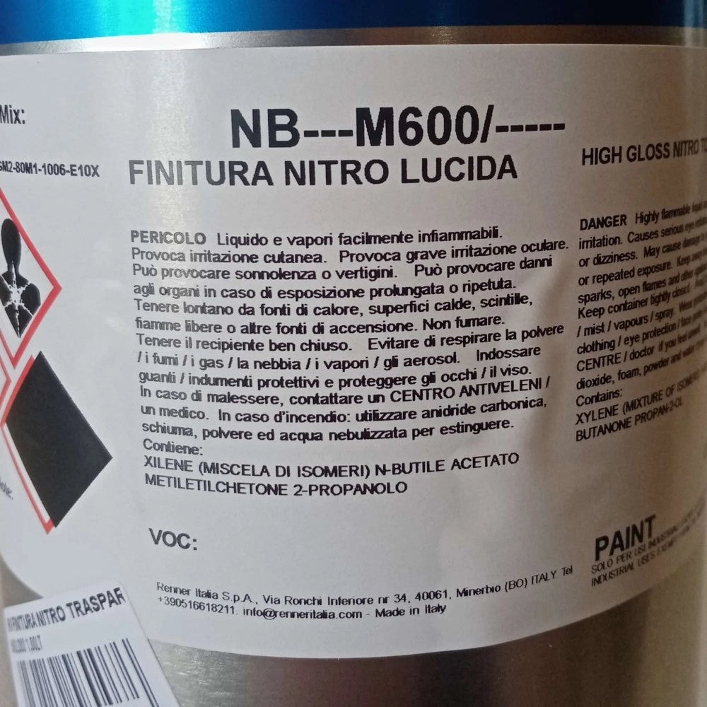 Renner nb-m600 1lt finitura nitro trasparente lucida 60 gloss