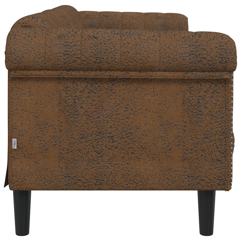 Divano a 3 Posti-Sofa 3 Posti Marrone in Similpelle Scamosciata