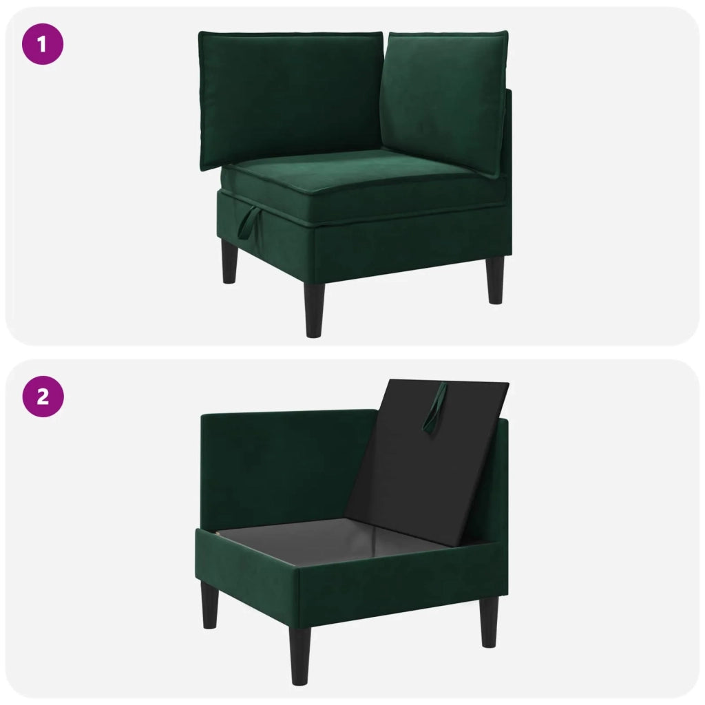 Divano con Stoccaggio Verde Scuro Velluto 42027079