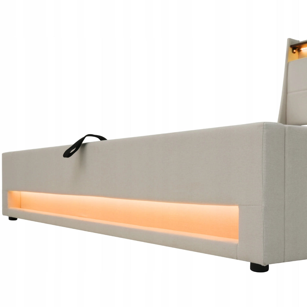 Letto imbottito con USB e LED - Xylo - 90x200 cm con materasso