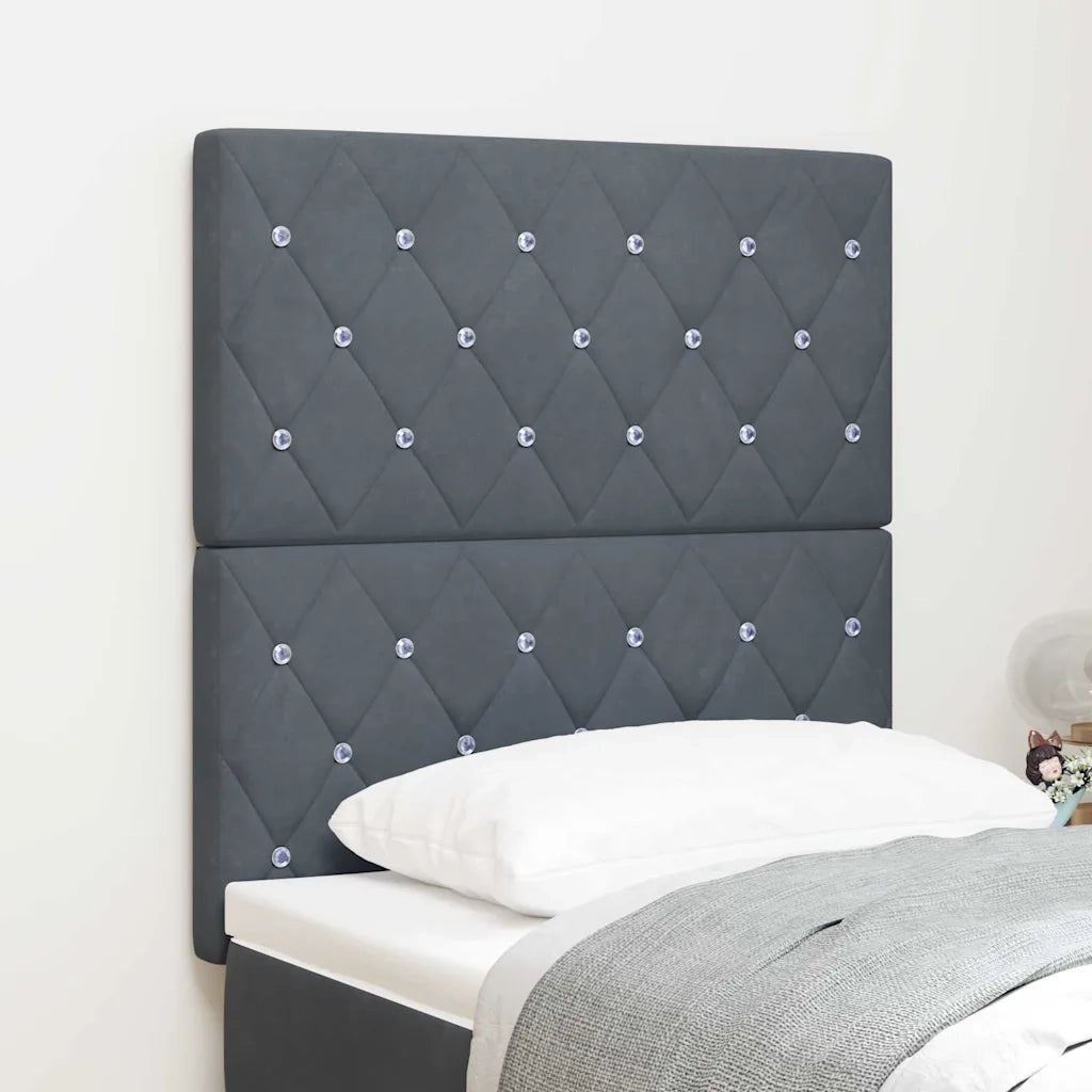 Testiera LED con strisce LED Grigio scuro 80 cm Velluto 3338343