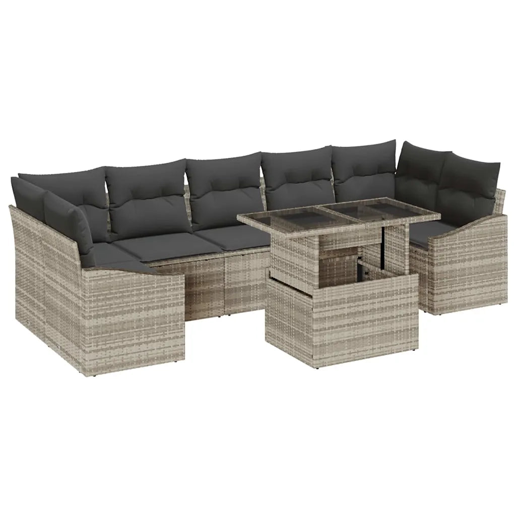 Set Divano da Giardino 8 pcs Grigio chiaro polyrattan