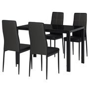 Set Tavolo e Sedie da Pranzo ¨C Minimal ¨C Nero, Legno, 90x200