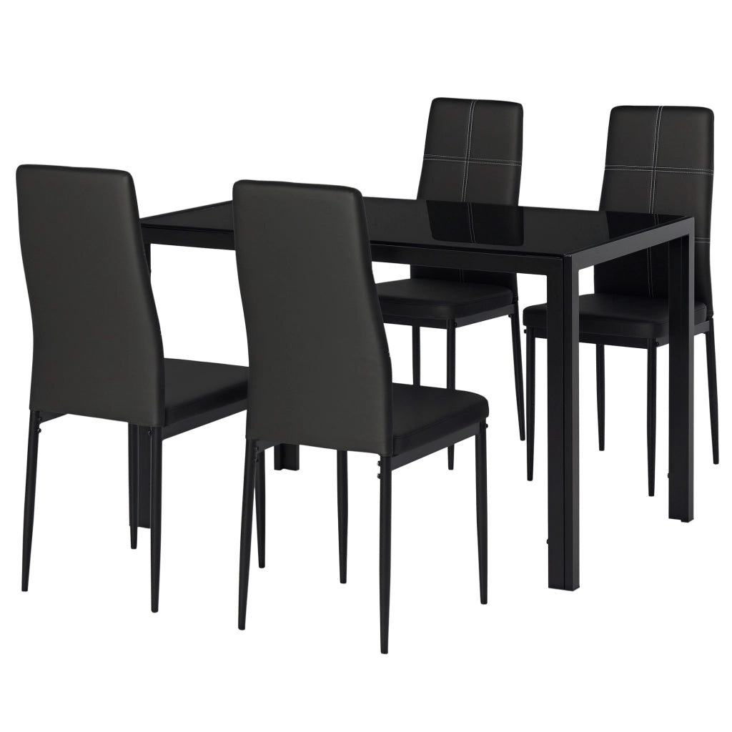 Set Tavolo e Sedie da Pranzo ¨C Minimal ¨C Nero, Legno, 90x200