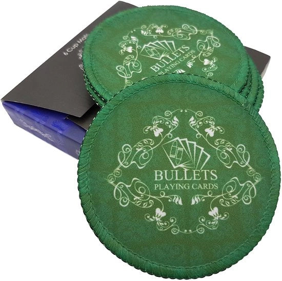Set di supporti per bicchieri da poker da 6 in stile poker, tappeti per birra resistenti, supporti per bicchieri, supporti per birra, supporti per whisky, supporti per poker, colore verde