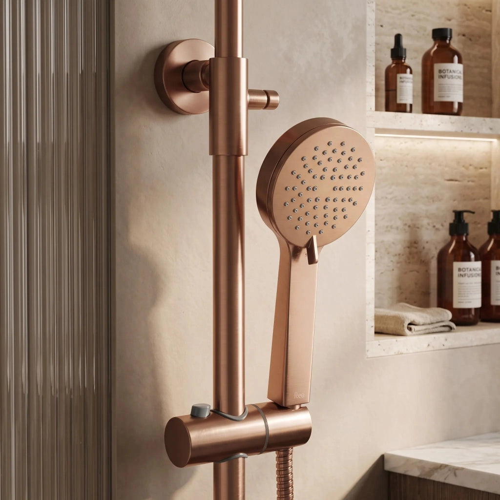 Set Doccia Con Termostato Rea Parot Light Brush Copper