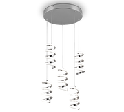 Lampada a sospensione LED 5 luci, metallo, cromo, 45x150x45 cm, Laola