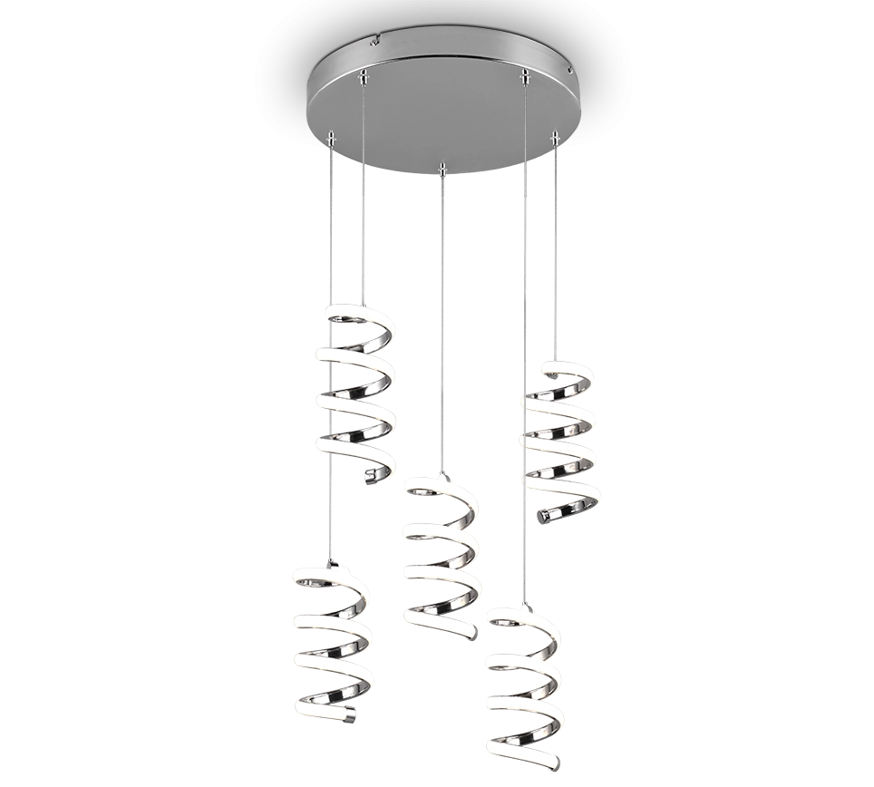 Lampada a sospensione LED 5 luci, metallo, cromo, 45x150x45 cm, Laola