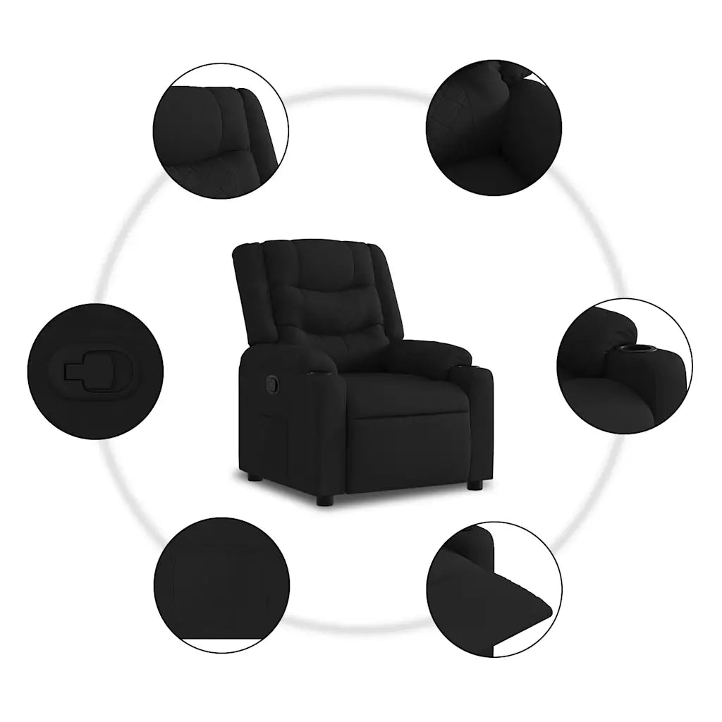 Divano Sedia-Poltrona Reclinabile in Tessuto Nero 556352