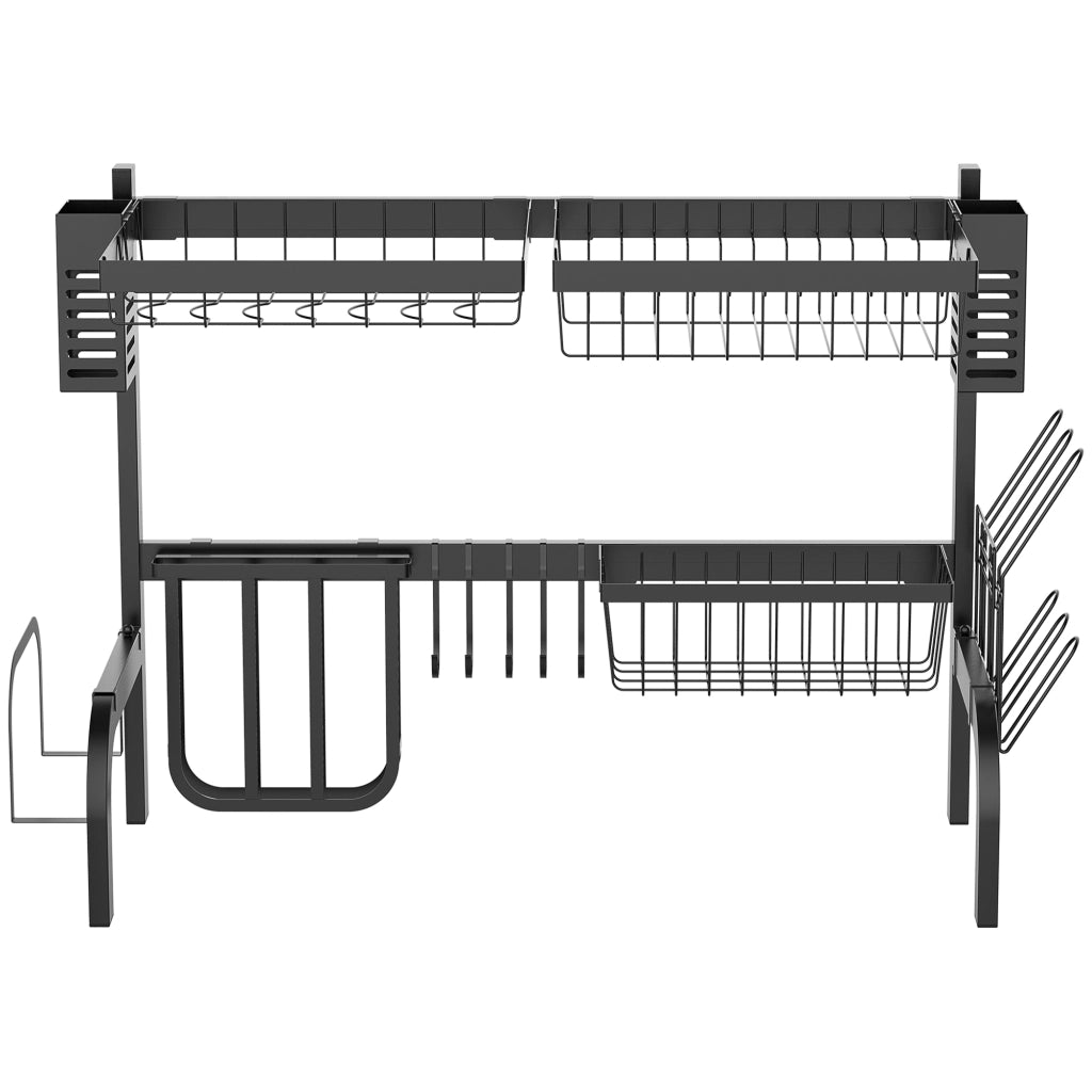 Scolapiatti Lavello Modulabile 2 Livelli ¨C zephmum ¨C Acciaio Nero 65x31.5x52.5 cm