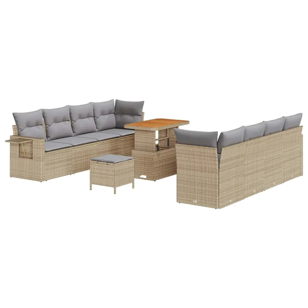 Set Divano da Giardino con cuscino 11 pcs Beige Poly Rattan 3361722