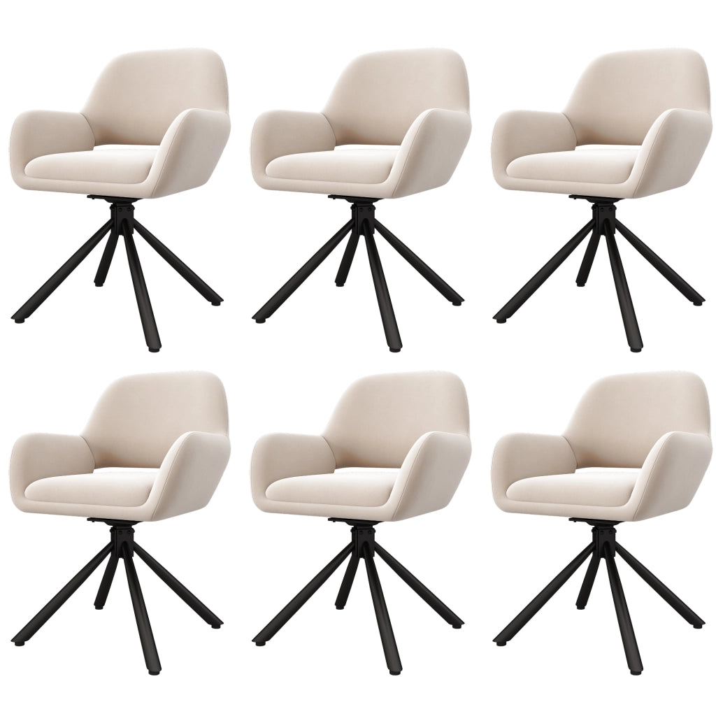 Sedia da pranzo girevole - Zephmum - Set di 6 - Velluto - Beige - Moderno