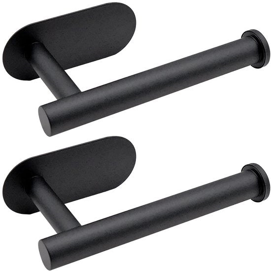 Pacco di 2 toilet roll holder senza forare, toilet roll holder in acciaio inox nero, toilet roll holder autoadesivo per bagni e cucine
