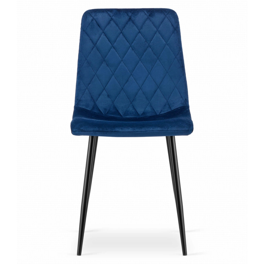 Sedia Turin in velluto blu notte con gambe nere