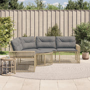 Divano da Giardino a L con Cuscini e Pouf Beige in Polyrattan 365897