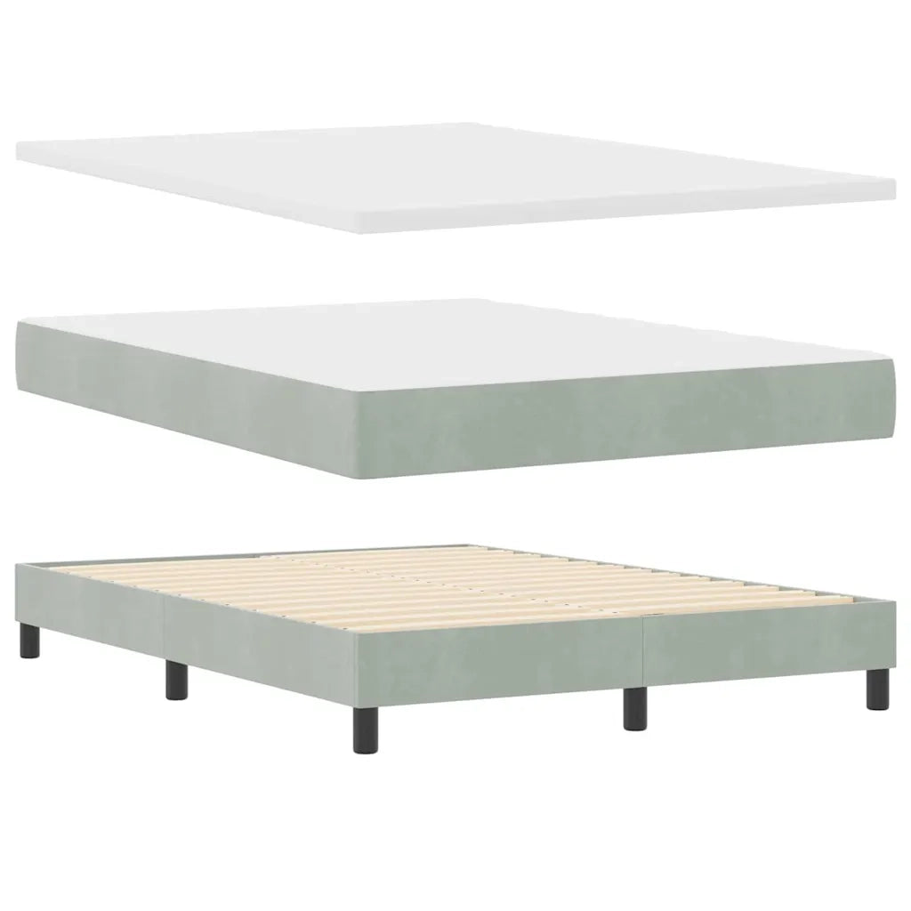 Letto a molle con testiera Grigio chiaro 140 x 190 cm Velluto 3340436