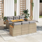 Set Divani da Giardino 7 pz con Cuscini Beige Polyrattan Acacia 3327447