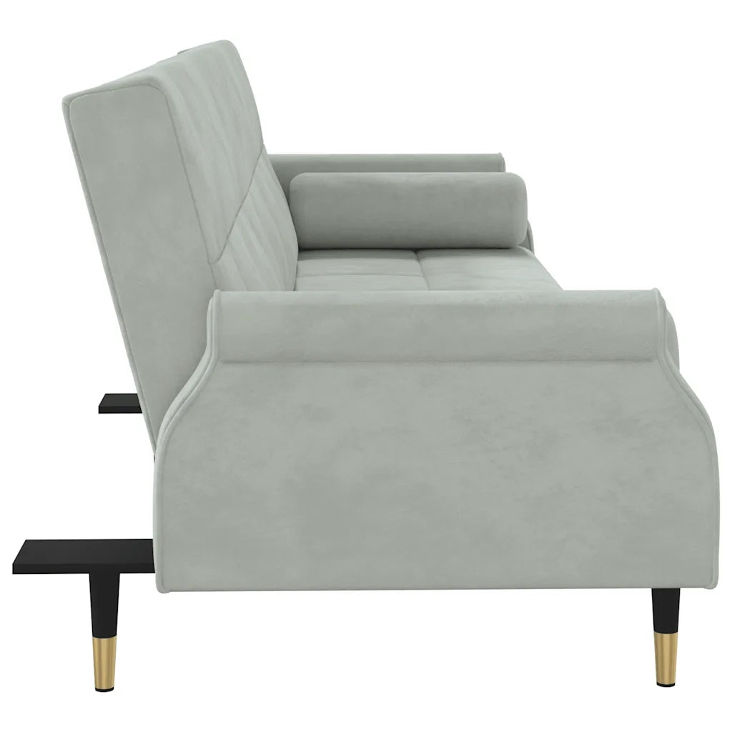 Divano letto | Sof¨¤ letto | Letto singolo con Cuscini Grigio Chiaro in Velluto