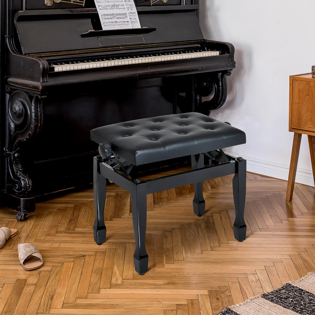Panchetta per pianoforte regolabile in legno massello ¨C Xylo ¨C Seduta imbottita nero