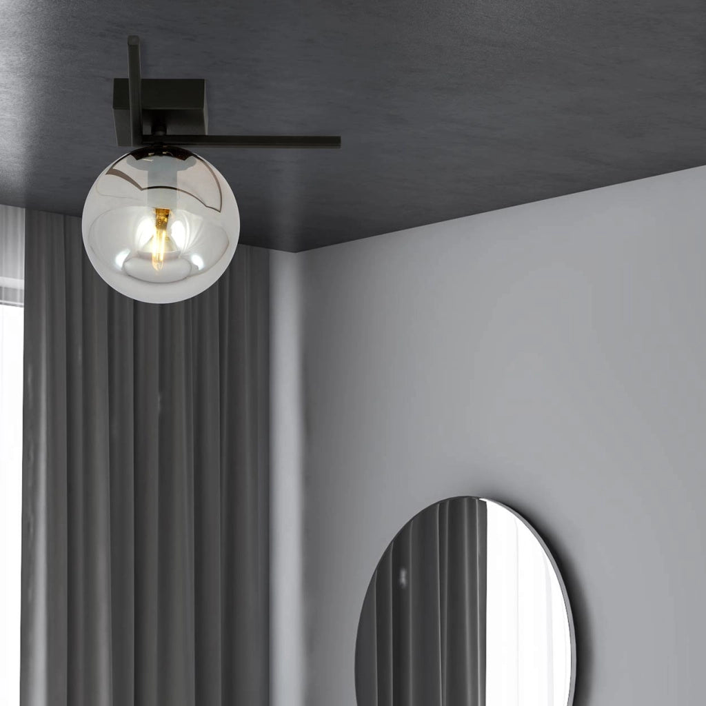 Plafoniera Emibig Imago 1 luce E14 nero grafite metallo